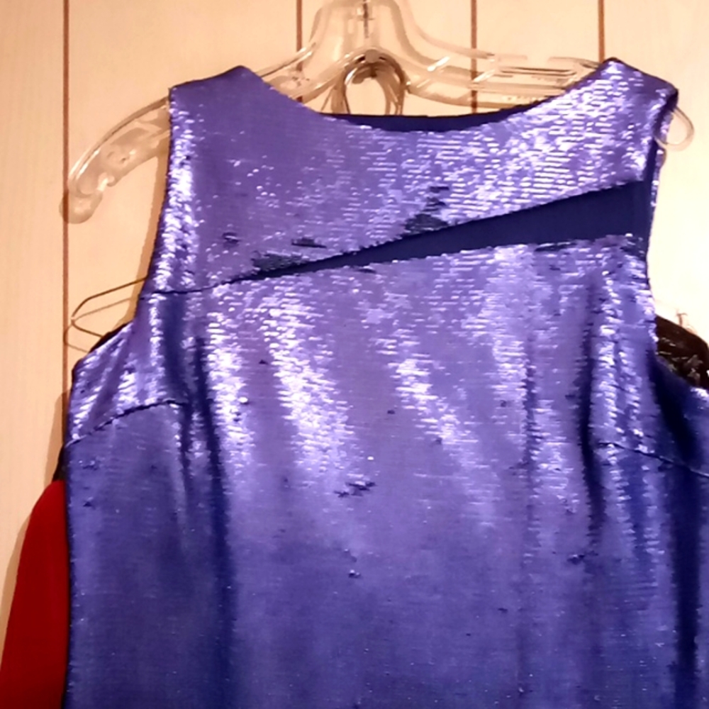 Purple dress with sequin Xmas party look out